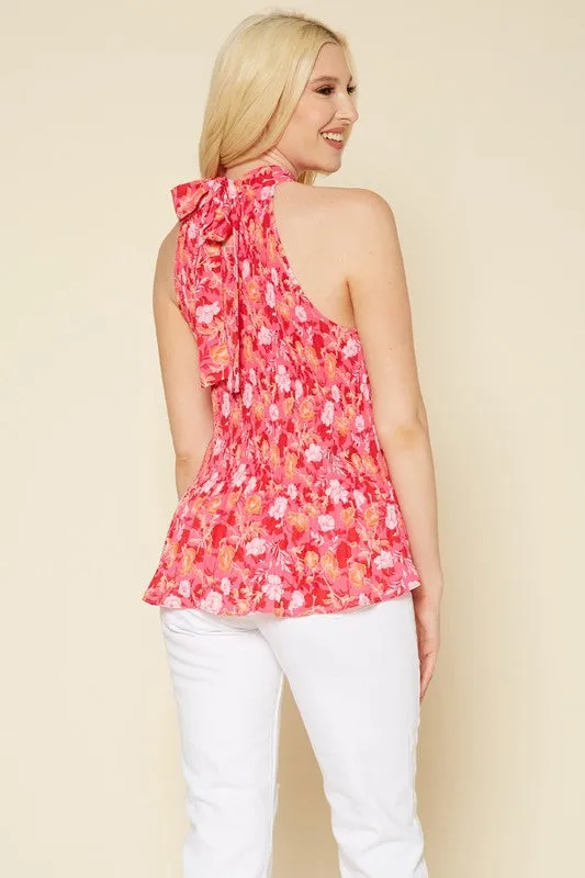 PLEIONE PRINTED PLEATED TANK BLOUSE