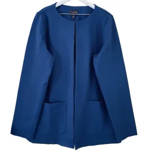PLUS Long Tall Sally NWT Blue Collarless Front Pocket Hook Closure Blazer Sz 14