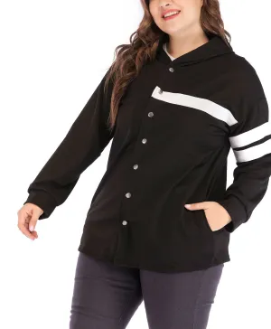 Plus Size Single-breasted Hooded Jacket