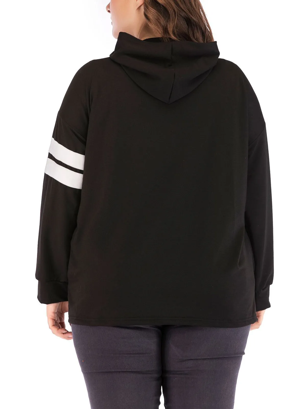Plus Size Single-breasted Hooded Jacket