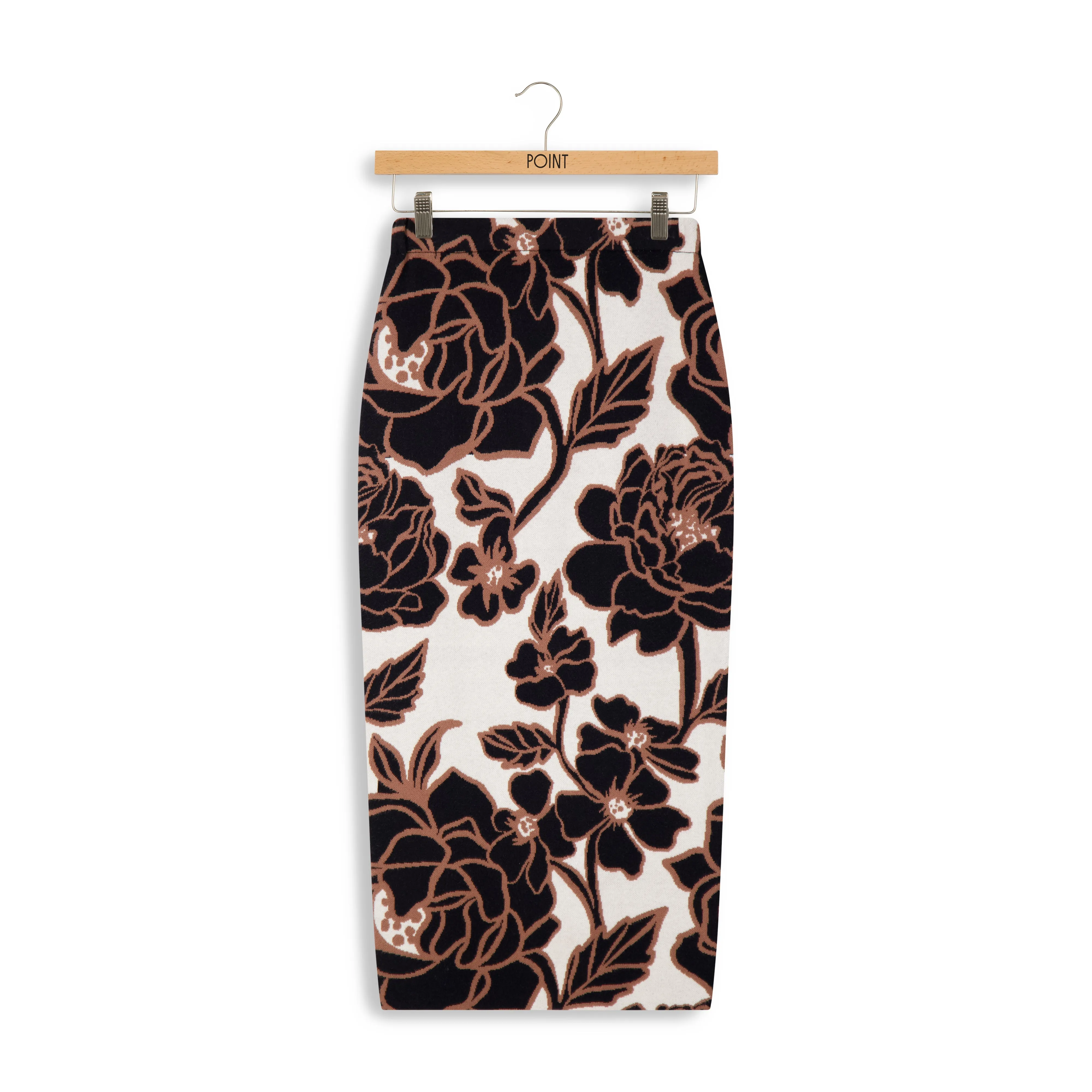 Point Jacquard Straight Skirt in Oversized Floral Print