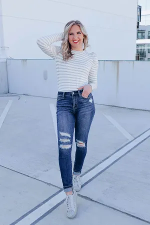 Poised Puff Shoulder Top - White/H. Grey - WHS