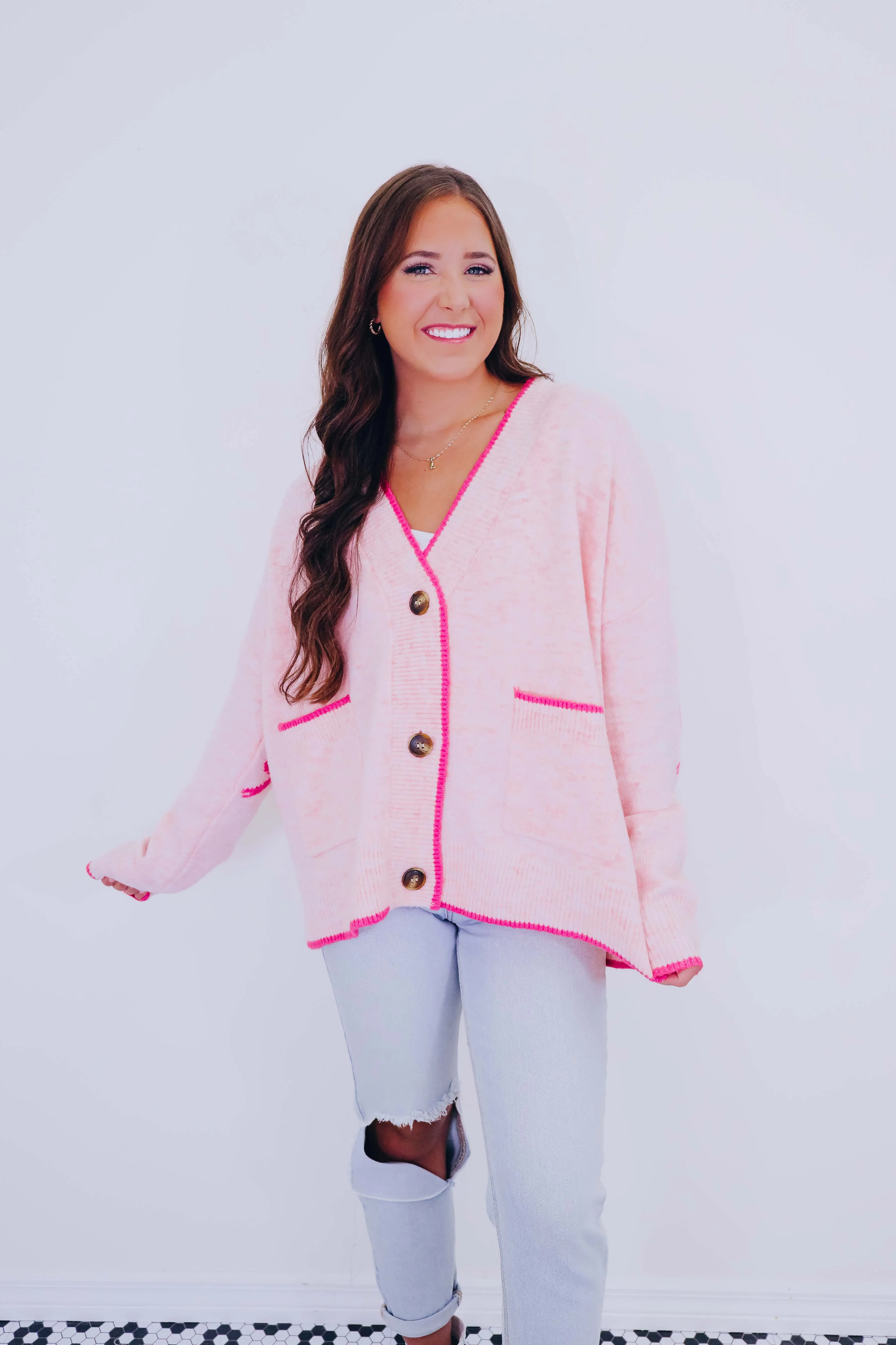 Pretty 'N Pink Bow Knit Cardigan