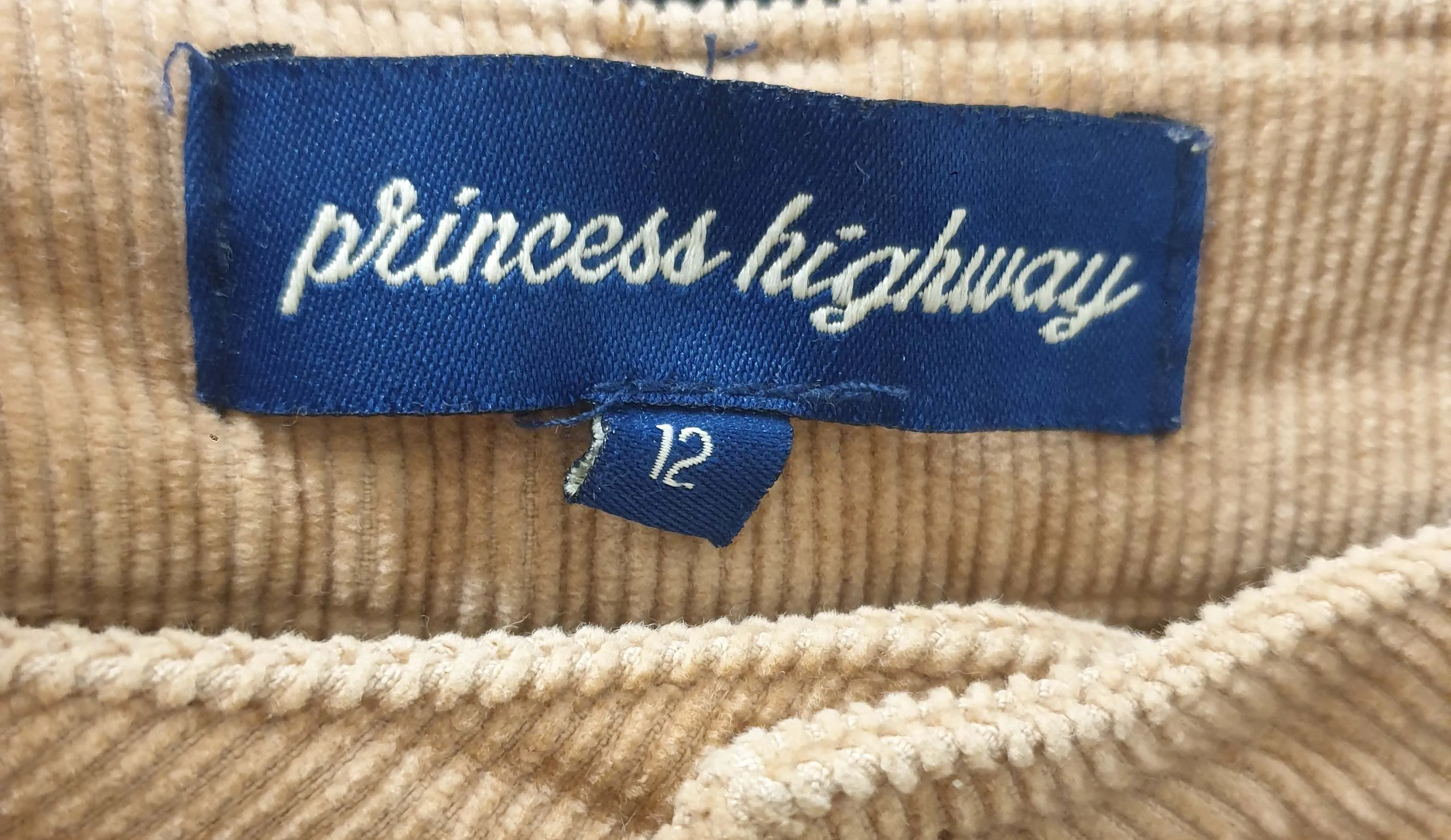 Princess Highway tan cord wide leg pants size 12