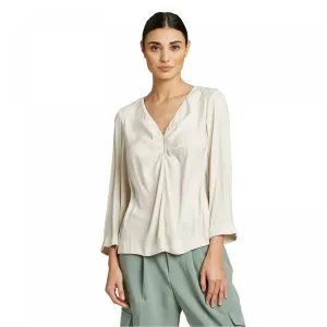 Prologue Women's 3/4 Sleeve Pleated V-Neck Blouse