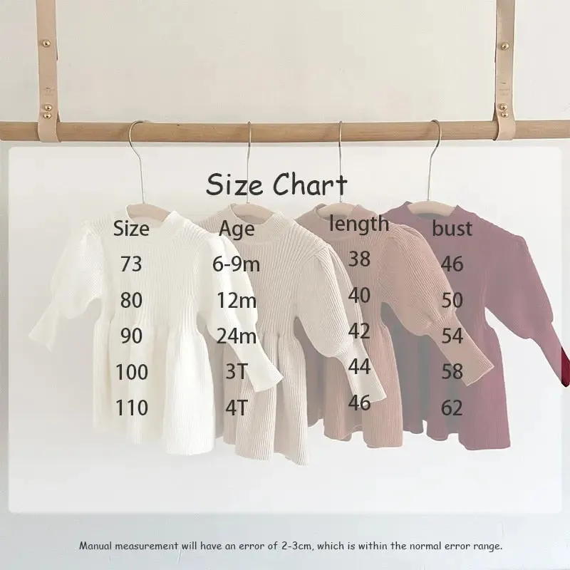 Puff Sleeve Girls Knit Dress