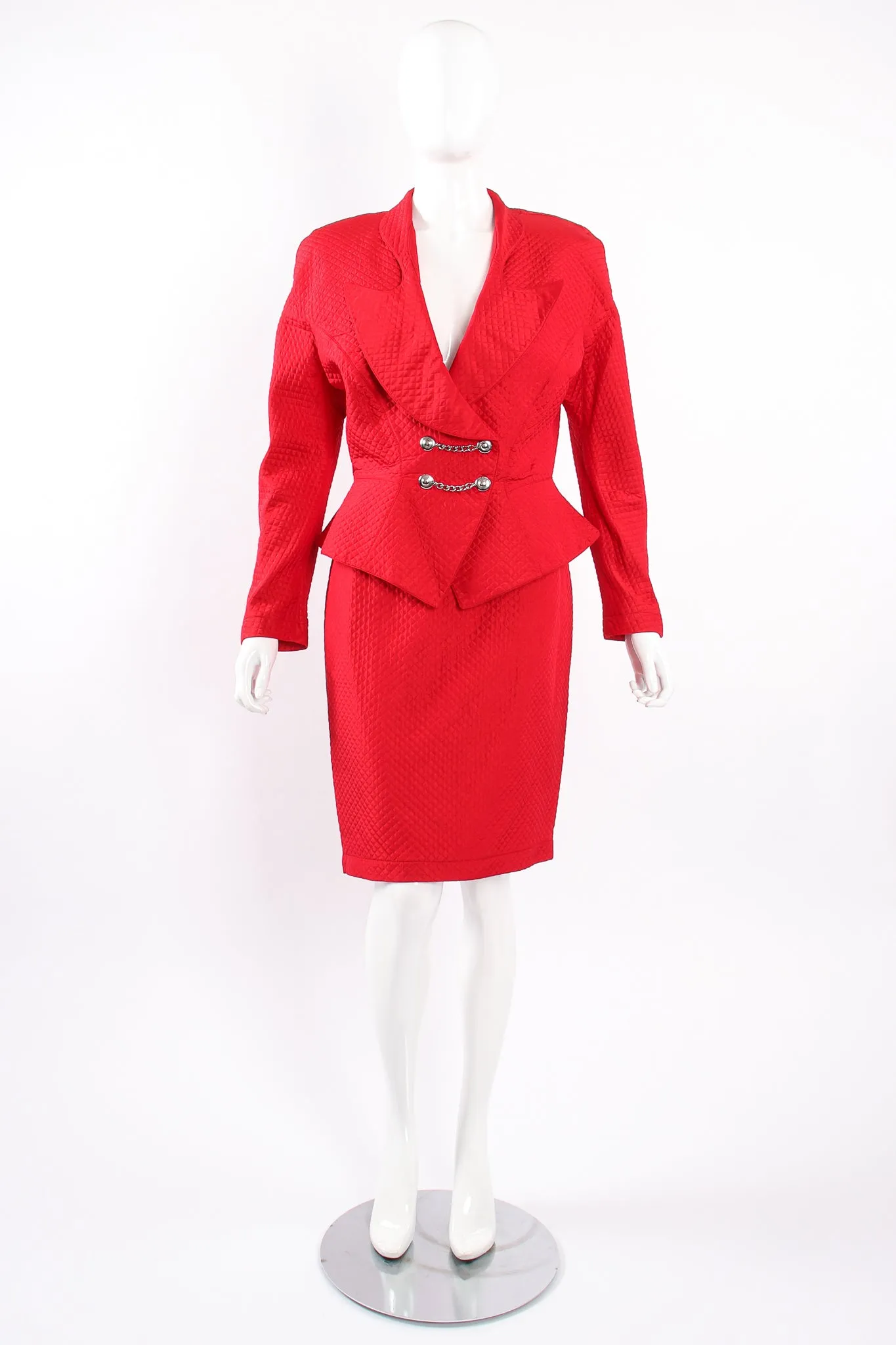 Quilted Peplum Jacket & Skirt Set