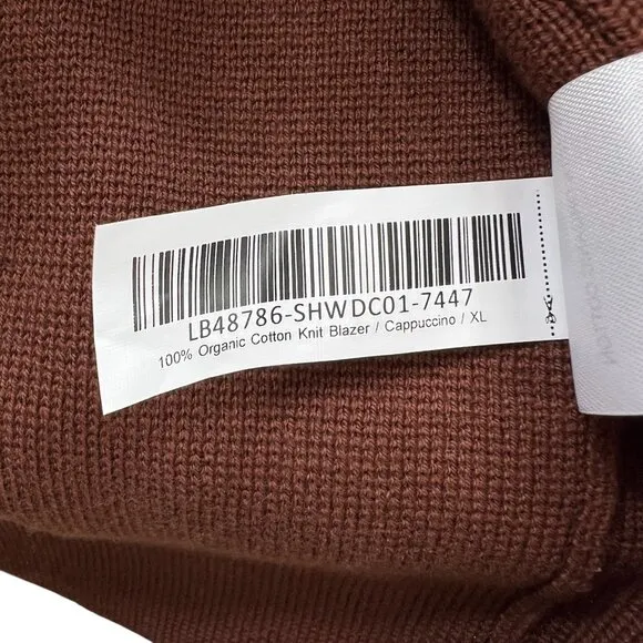 Quince NWT Organic Cotton Open-Front Casual Sweater Blazer Brown Size XL