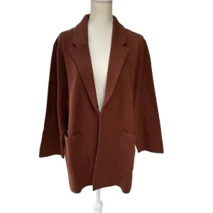Quince NWT Organic Cotton Open-Front Casual Sweater Blazer Brown Size XL