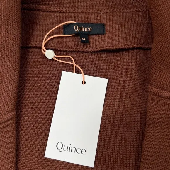 Quince NWT Organic Cotton Open-Front Casual Sweater Blazer Brown Size XL