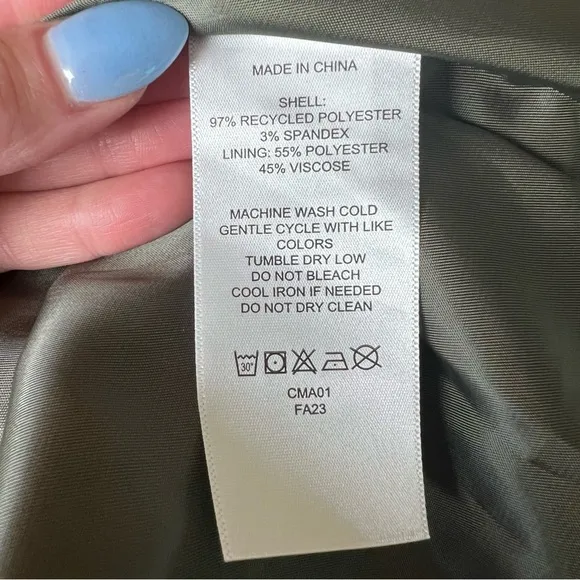 QUINCE Stretch Crepe Open Blazer Shawl Collar Olive Green Tailored Medium NEW