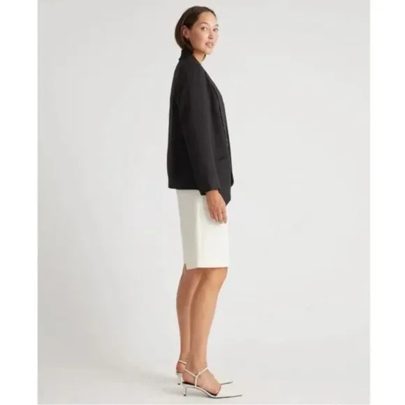 QUINCE Stretch Crepe Open Blazer Shawl CollarBlack Tailored Size Large NEW