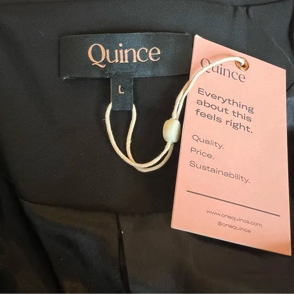 QUINCE Stretch Crepe Open Blazer Shawl CollarBlack Tailored Size Large NEW