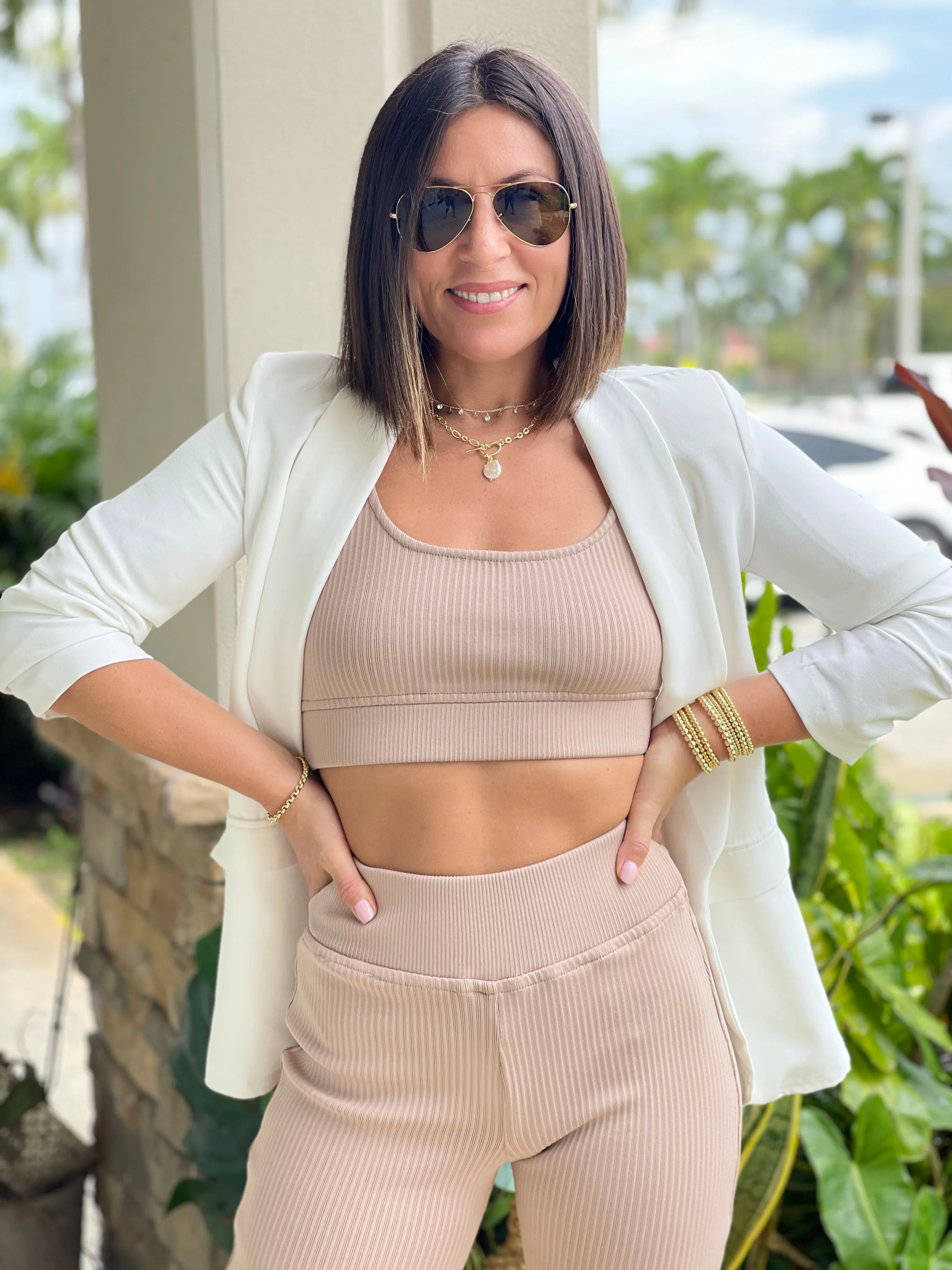 "Amanda" Fitted Biker Shorts And Crop Top Set