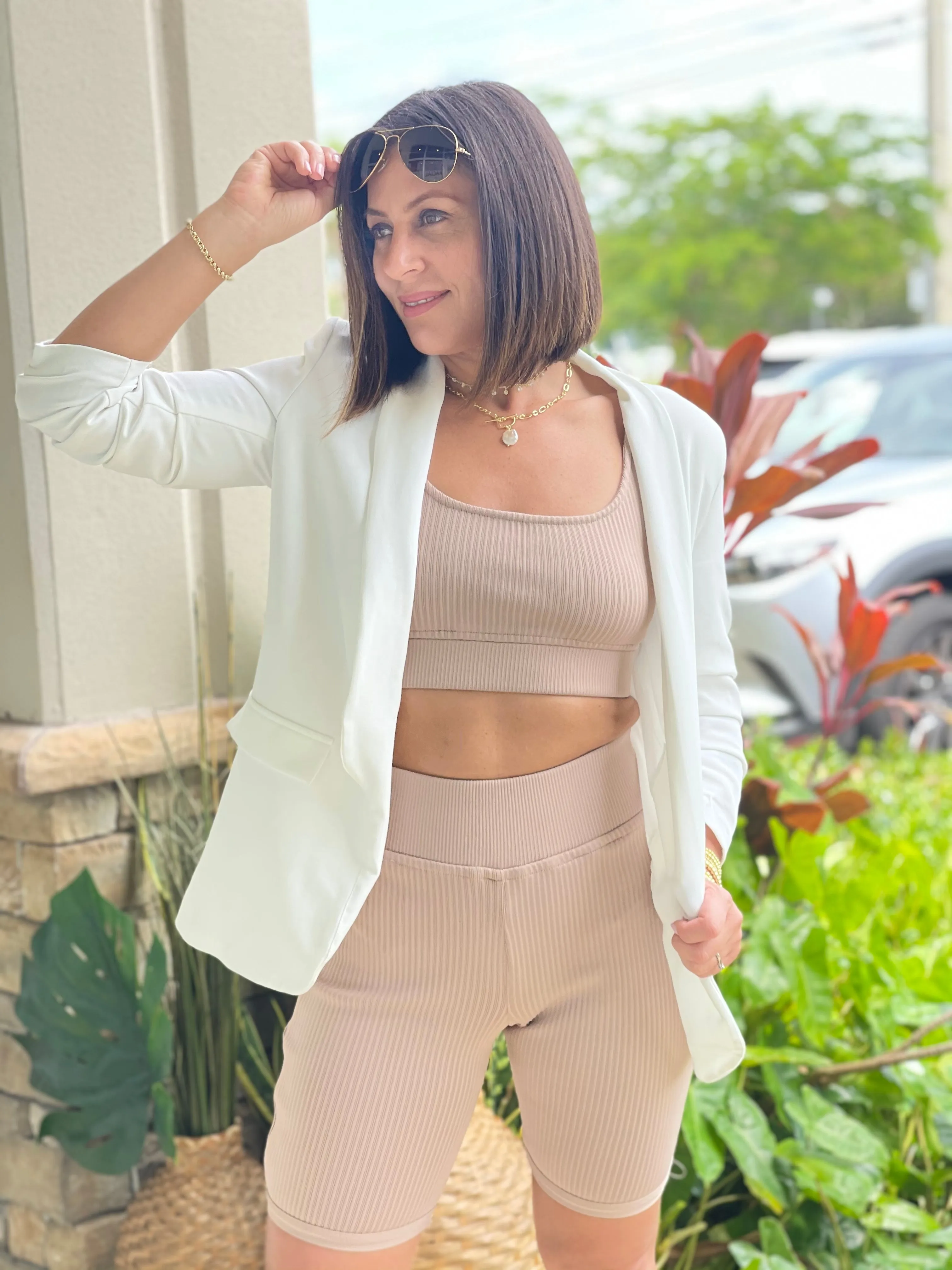 "Amanda" Fitted Biker Shorts And Crop Top Set