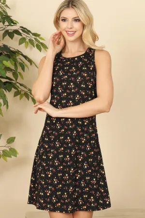 Racerback Round Neck Floral Print Mini Dress