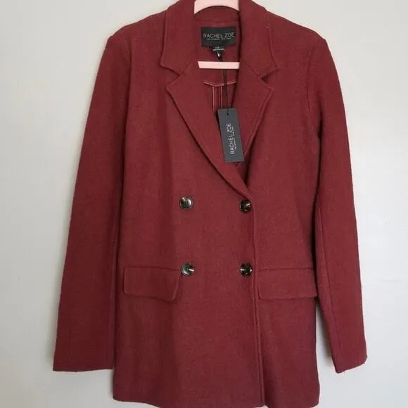 Rachel Zoe Womens Size Extra Small Jacket Maroon Red Double Breasted Blazer New