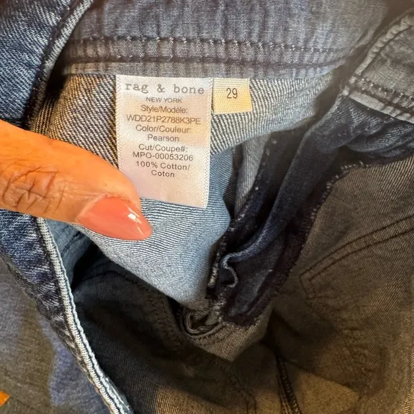 RAG &amp; BONE | Wide Leg Jeans Pearson Blue 29 Front Patch Pockets
