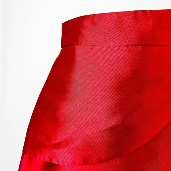 Red Satin Look High Waisted A-Line Mini Skirt Size 0/XS