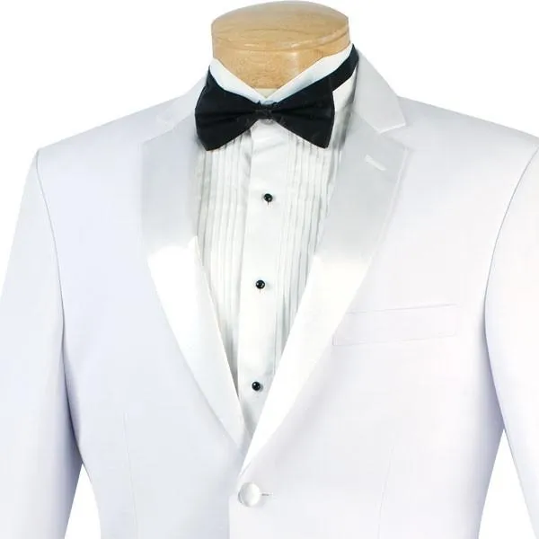 Regular Fit 2 Piece Satin Lapel Tuxedo (White) T-900