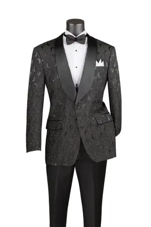 Regular Fit Blazer Shawl Lapel with Matching Bow Tie Black BF-8