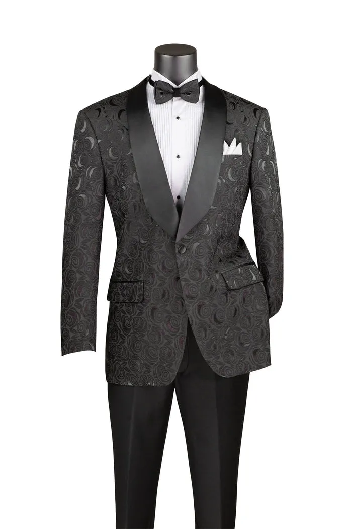 Regular Fit Blazer Shawl Lapel with Matching Bow Tie Black BF-8