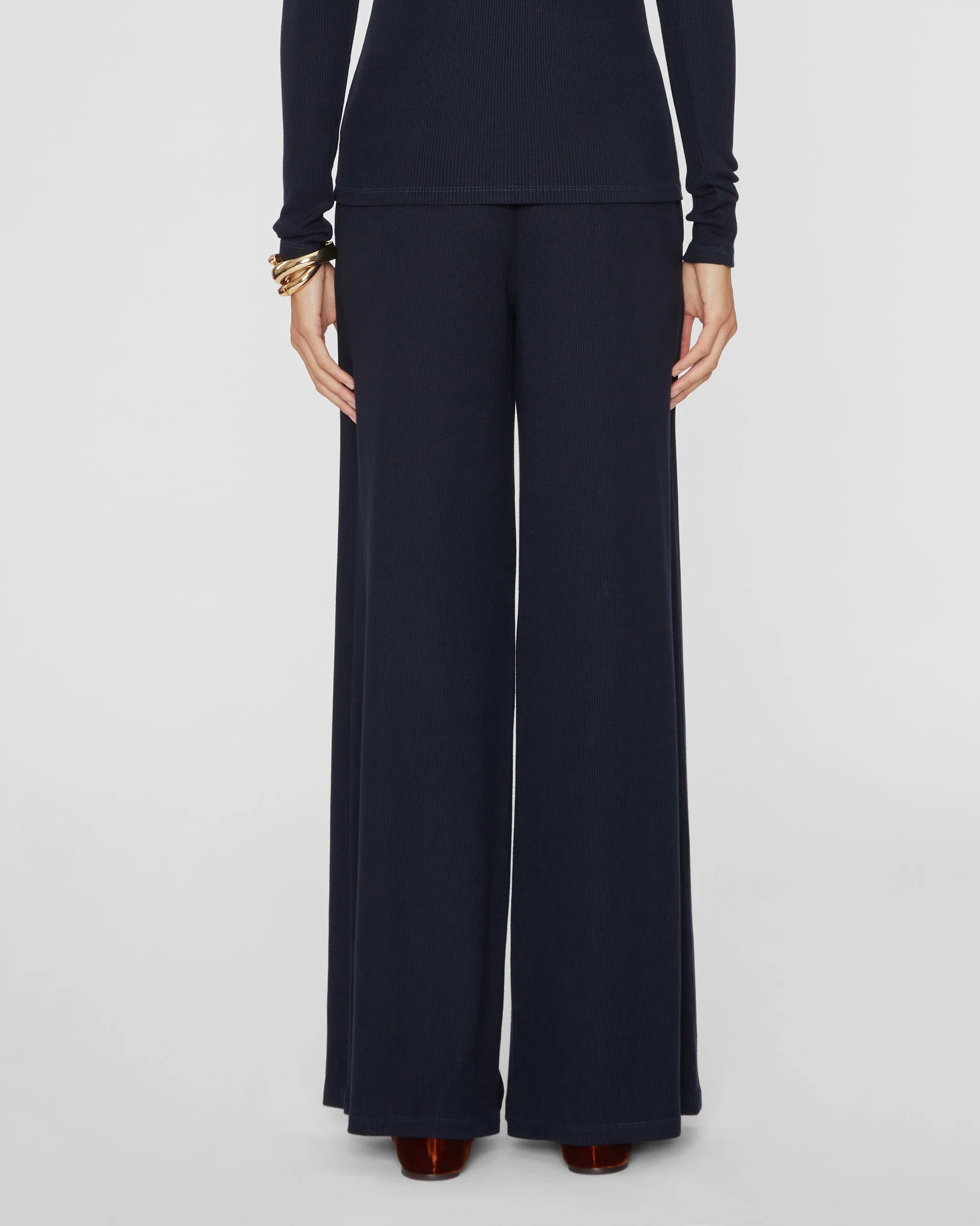 Rib Wide Leg Pants