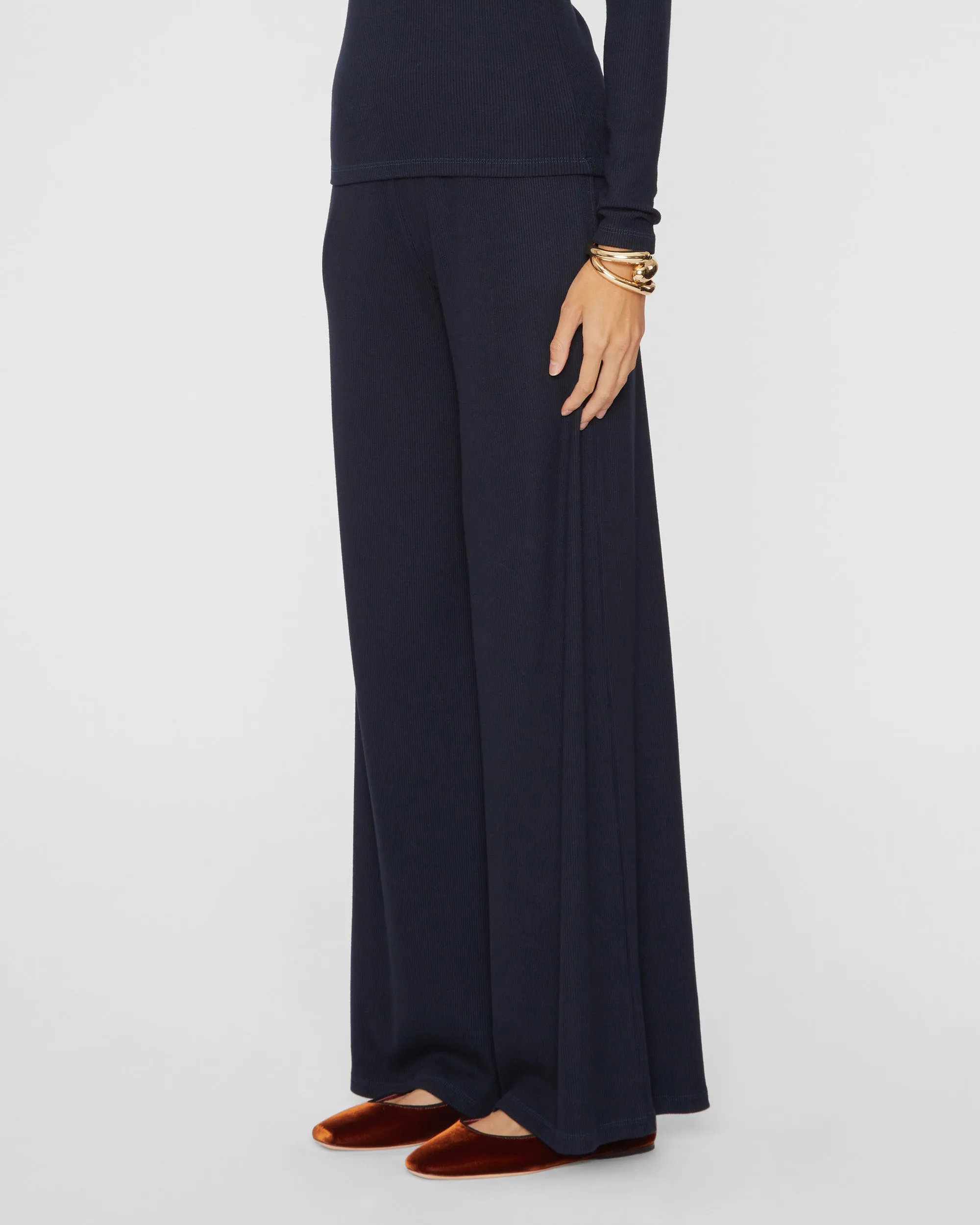 Rib Wide Leg Pants