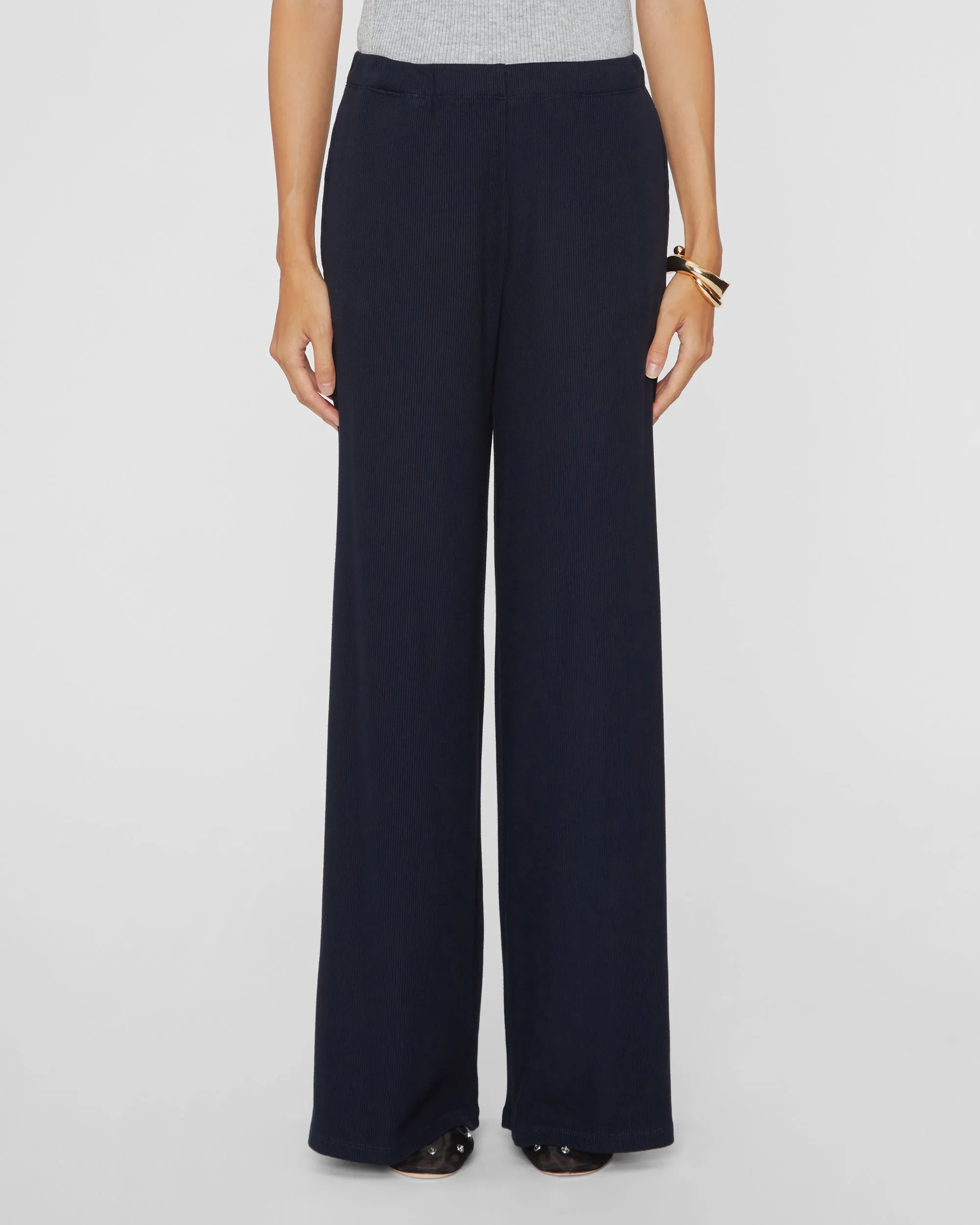 Rib Wide Leg Pants