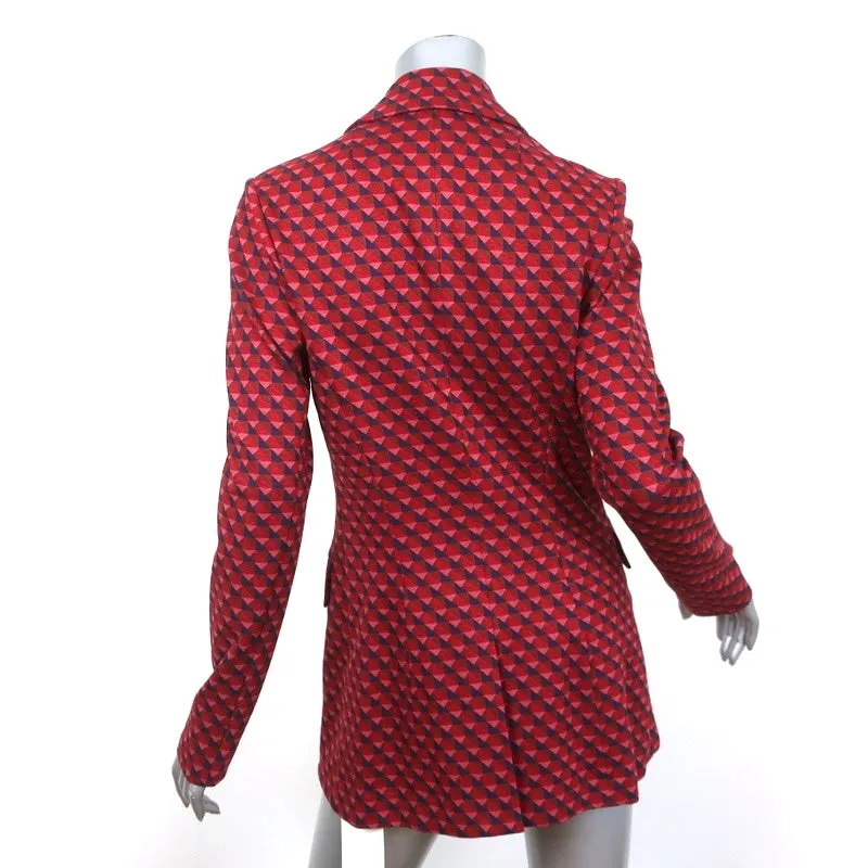 Rosetta Getty Double Breasted Peak Lapel Jacket Red Geometric Size Medium NEW