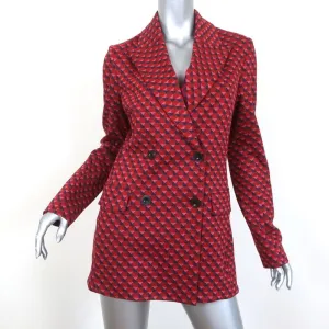 Rosetta Getty Double Breasted Peak Lapel Jacket Red Geometric Size Medium NEW