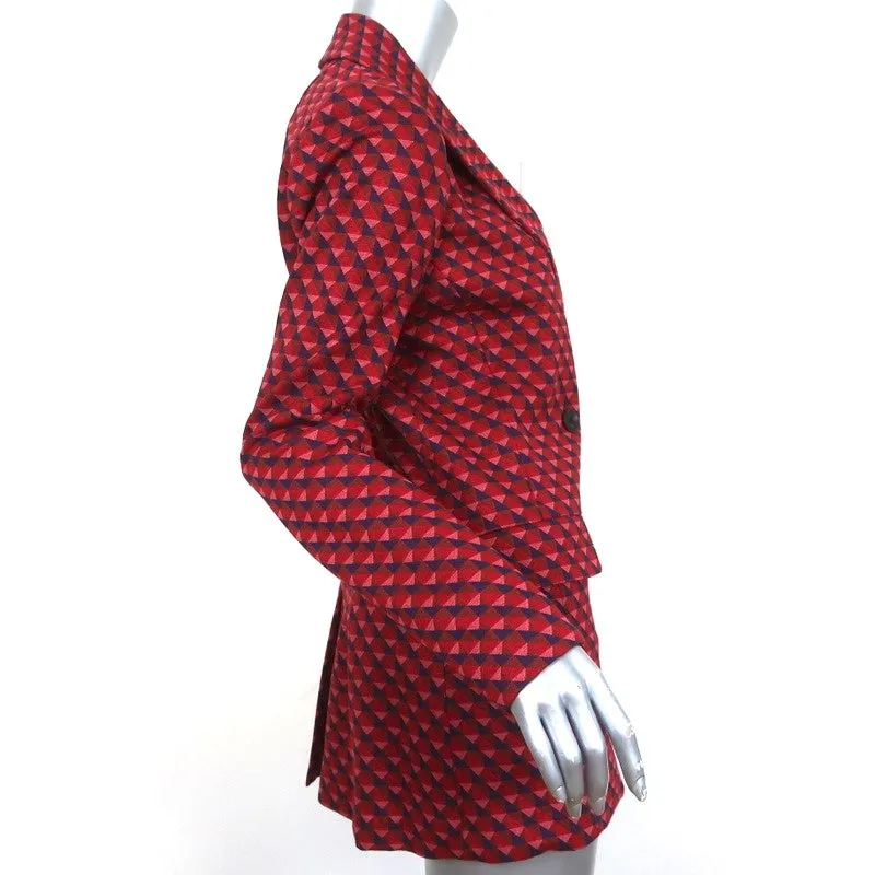 Rosetta Getty Double Breasted Peak Lapel Jacket Red Geometric Size Medium NEW