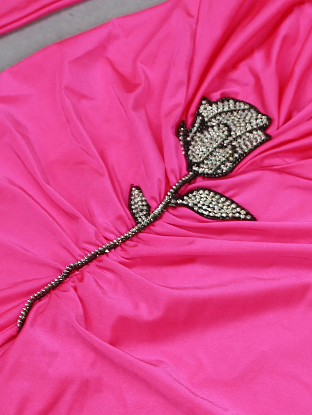 Round Neck Long Sleeve Rhinestone Maxi Bodycon Dress HL9432