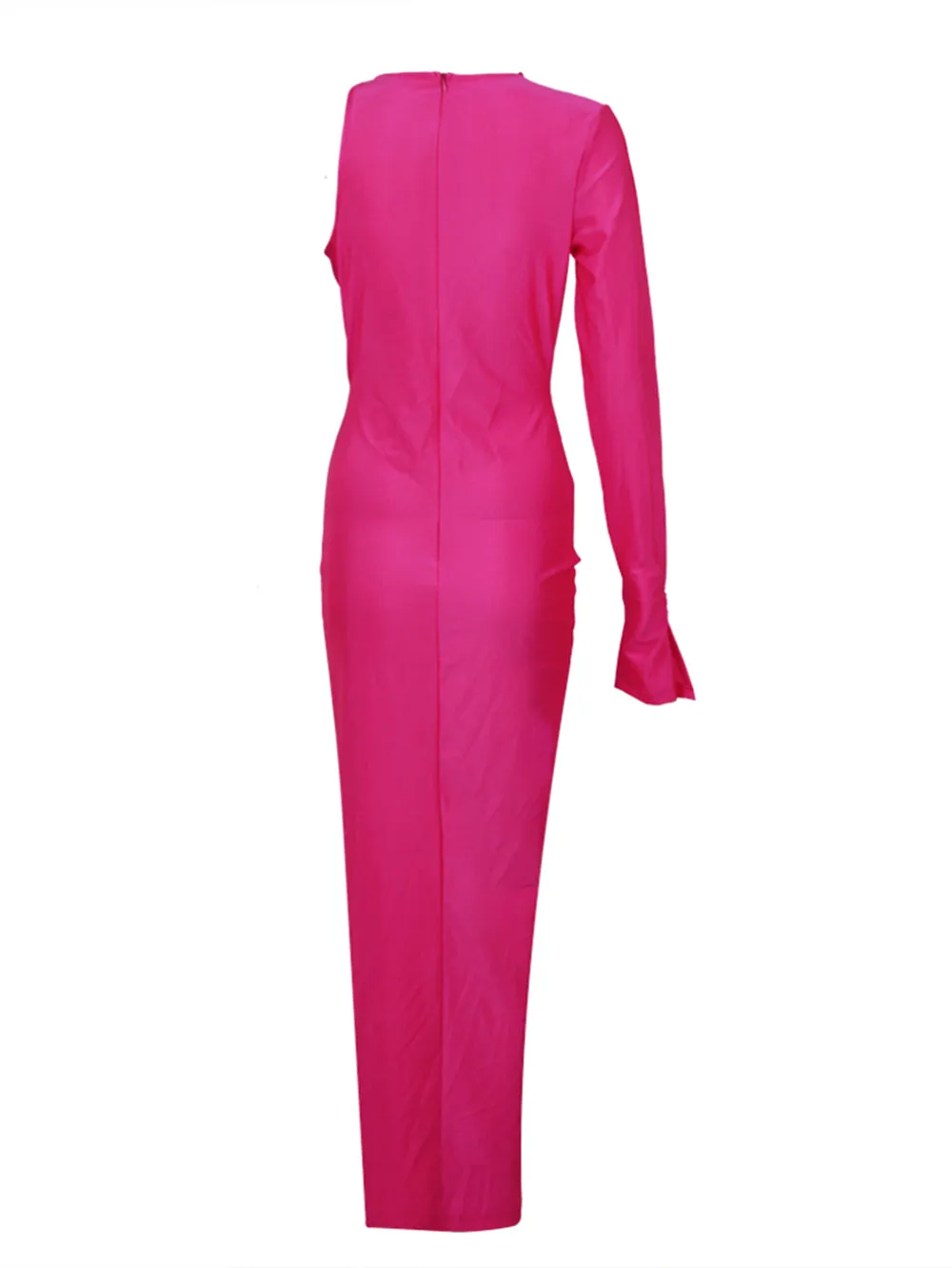 Round Neck Long Sleeve Rhinestone Maxi Bodycon Dress HL9432