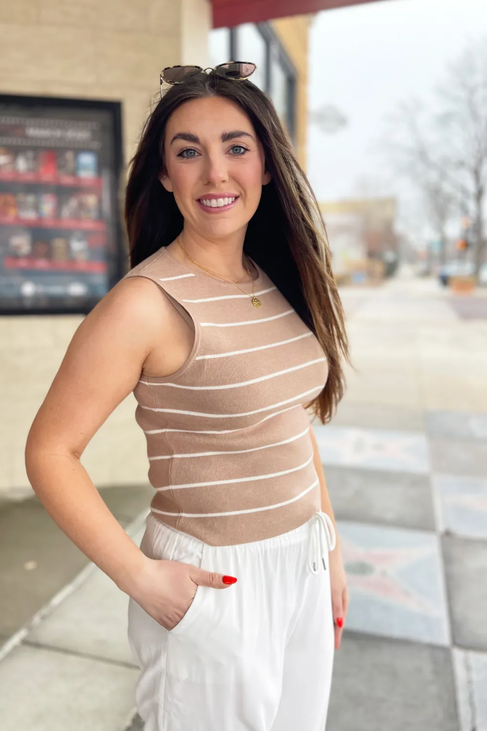 Round Neck Sleeveless Ribbed Top