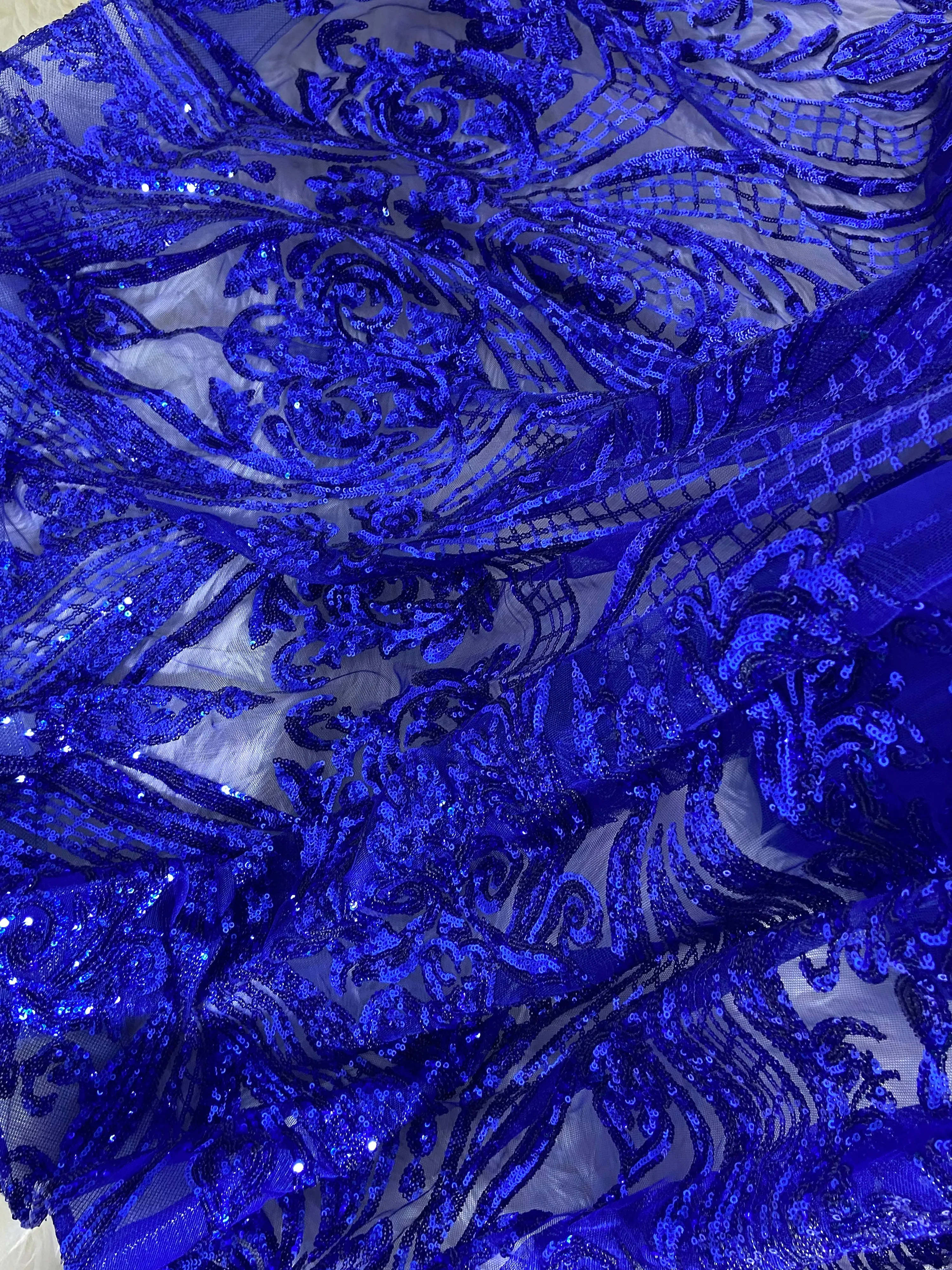 Royal Blue Round Neck Gowns