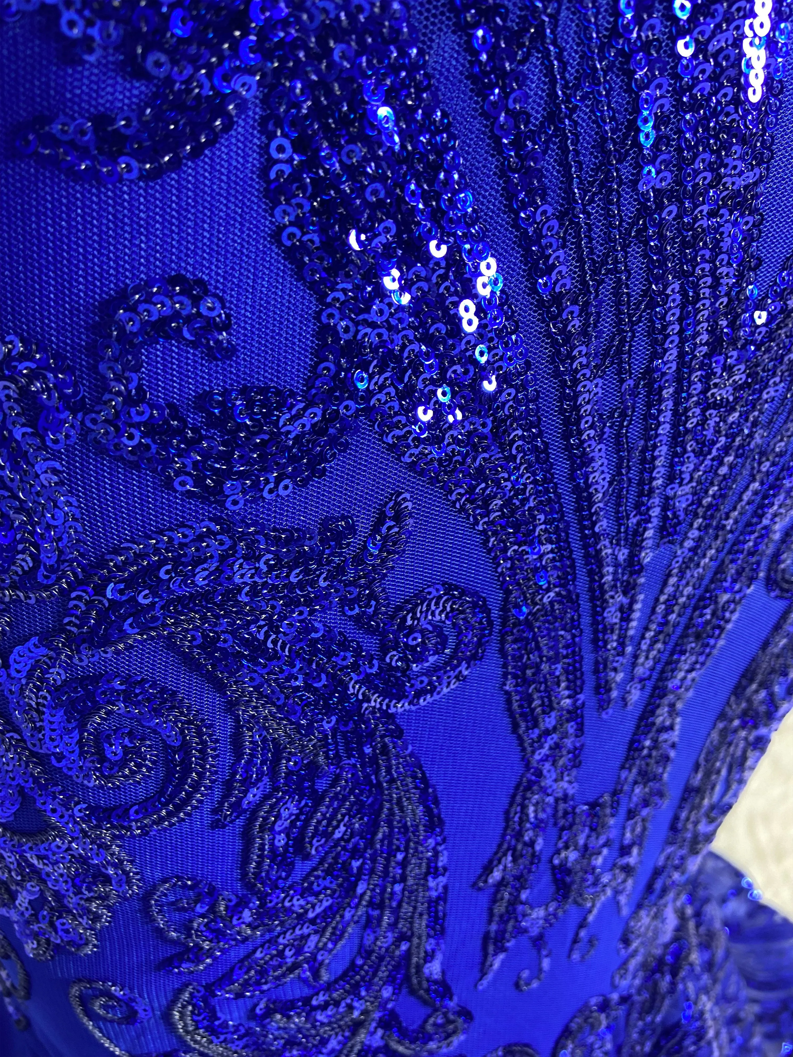 Royal Blue Round Neck Gowns