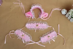 Ruffle Kitty Ears Headband with Tassels
