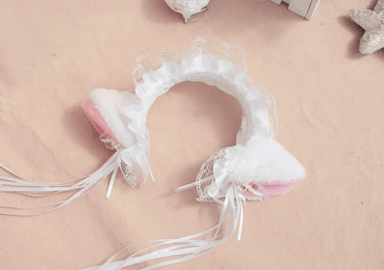 Ruffle Kitty Ears Headband with Tassels
