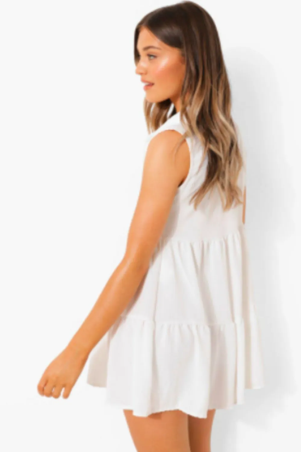 Ruffled White Mini Dress