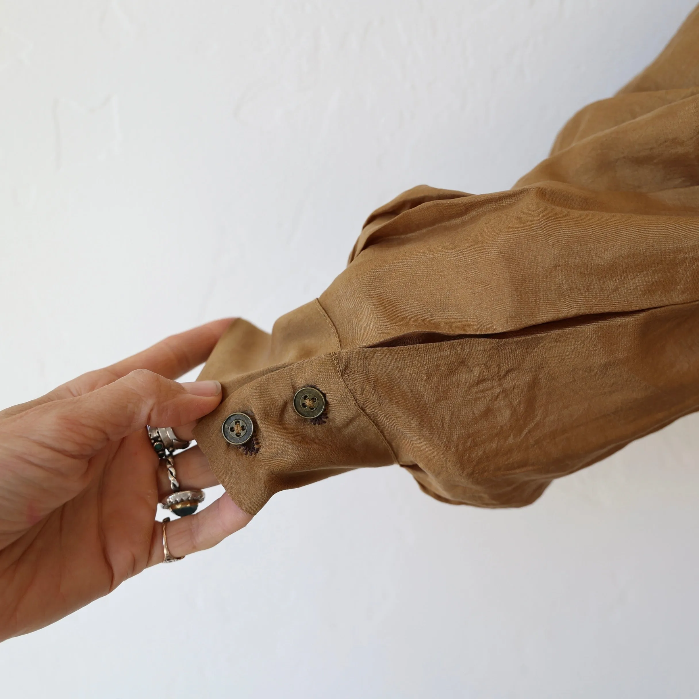 Runaway Bicycle Pleated Blouse - Beige