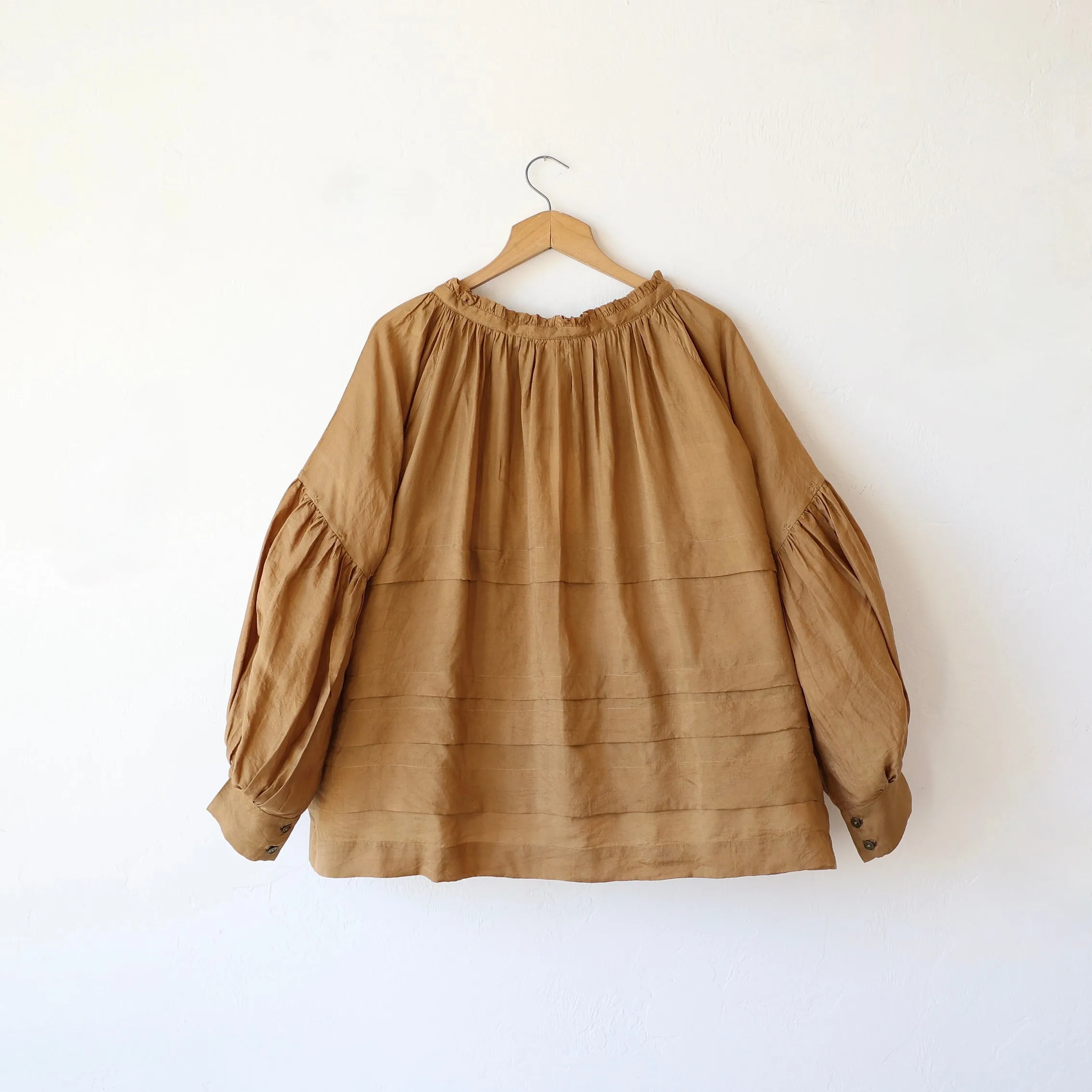 Runaway Bicycle Pleated Blouse - Beige