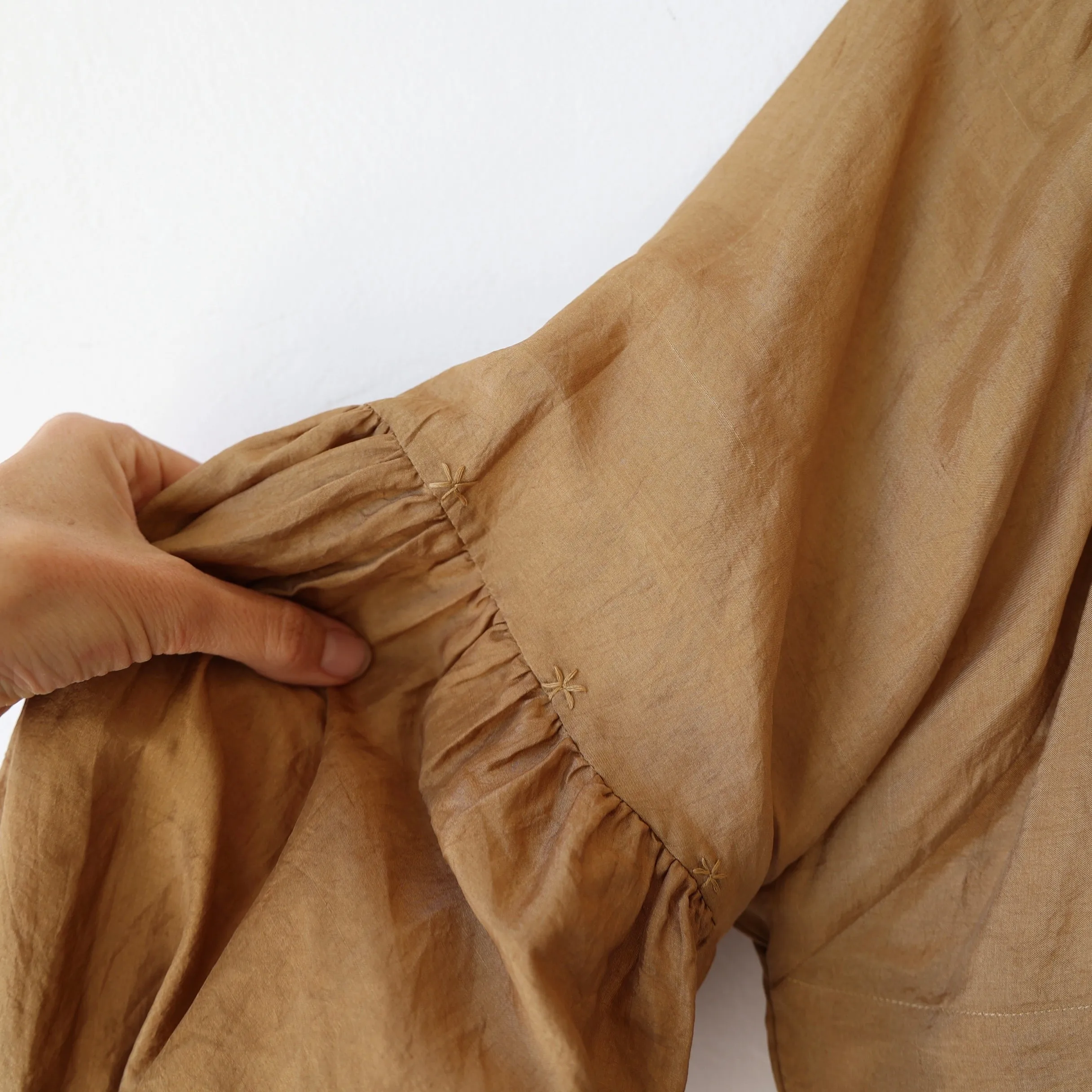 Runaway Bicycle Pleated Blouse - Beige