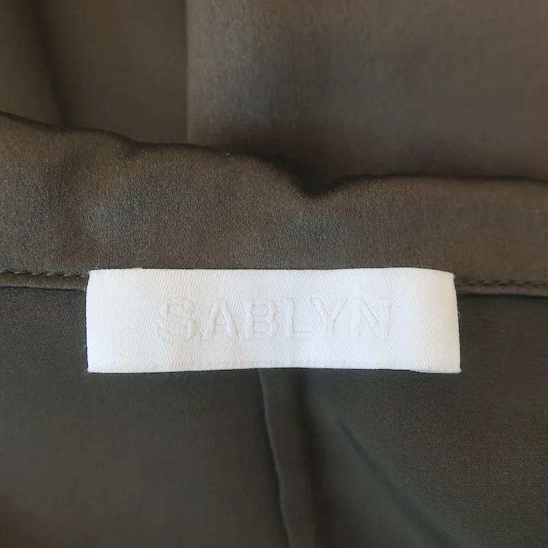 Sablyn Coat Olive Satin Size Extra Small Single Breasted Long Jacket