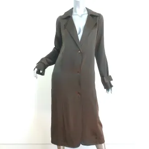 Sablyn Coat Olive Satin Size Extra Small Single Breasted Long Jacket