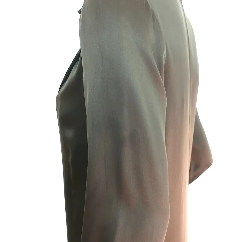 Sablyn Coat Olive Satin Size Extra Small Single Breasted Long Jacket