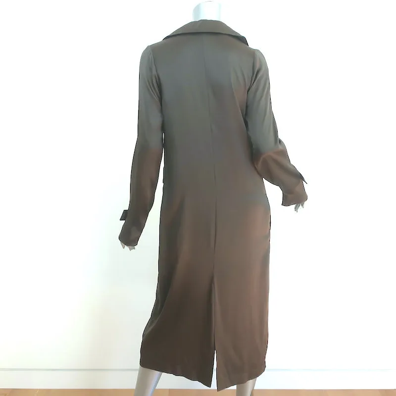 Sablyn Coat Olive Satin Size Extra Small Single Breasted Long Jacket