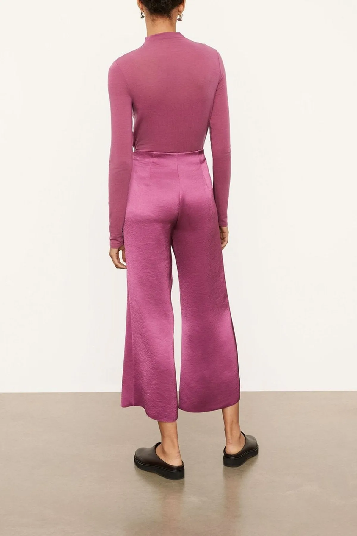 Satin Wide Flare Pant in Camellia