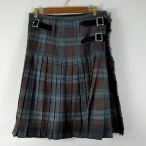 ScottishHighlandWeathered Black Watch Kilt/Skirt in Grayish Greens &amp; Brown Sz30