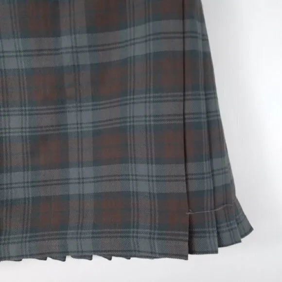 ScottishHighlandWeathered Black Watch Kilt/Skirt in Grayish Greens &amp; Brown Sz30